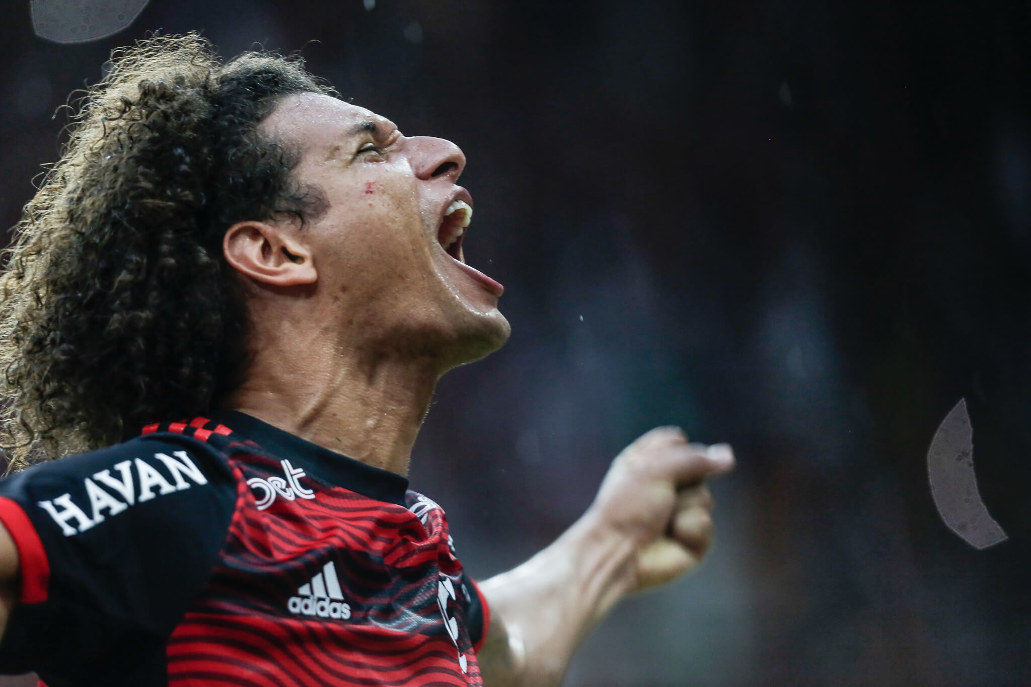 Willian Arão comemora o gol que deu a vitória ao Flamengo