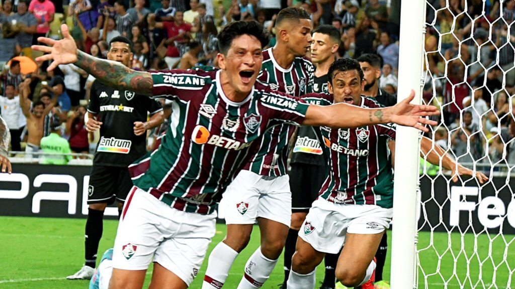 Germán Cano comemora o gol da classificação do Fluminense