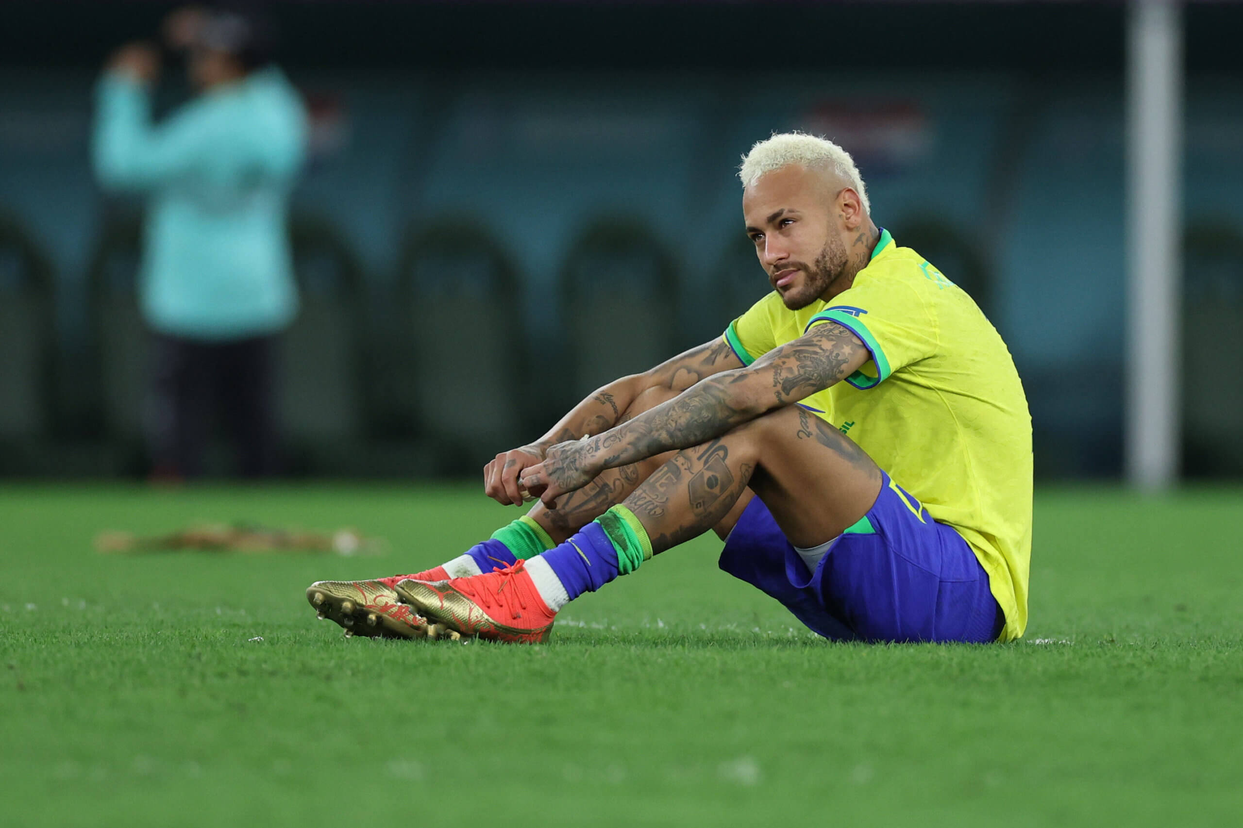 Neymar lamenta a eliminação da Seleção Brasileira