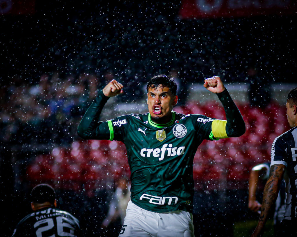 Gustavo Gómez no jogo Palmeiras X Santos, válido pela 6ª rodada do Campeonato Paulista de Futebol, Série A, 2023