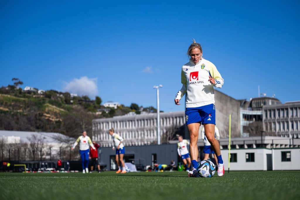 Jonna Andersson of the Swedish women s national football team at a training session ahead of the FIFA Women s World Cup