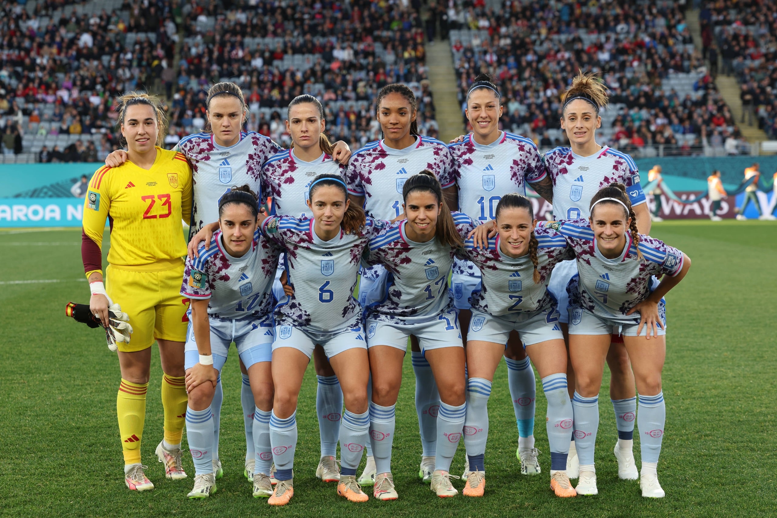 A Espanha se prepara para a foto da seleção durante a Copa do Mundo Feminina da FIFA 2023.