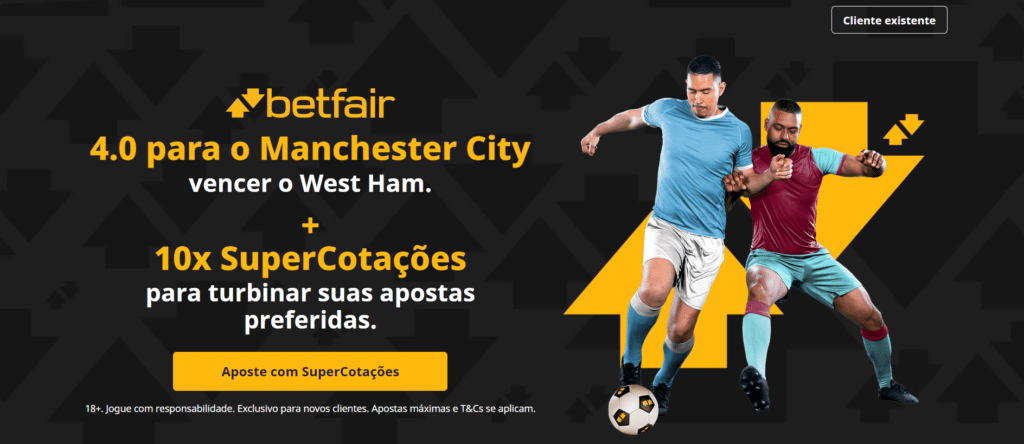 Supercotações Betfair Manchester City x West Ham