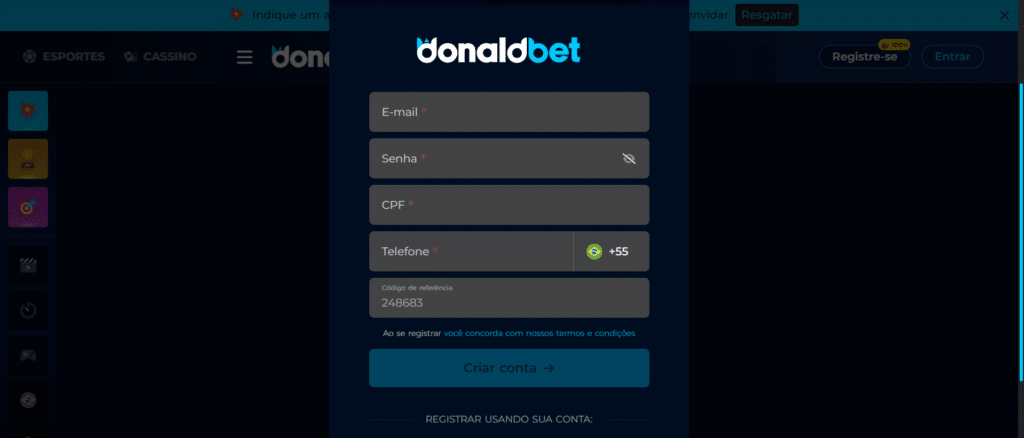 Donaldbet-cadastro